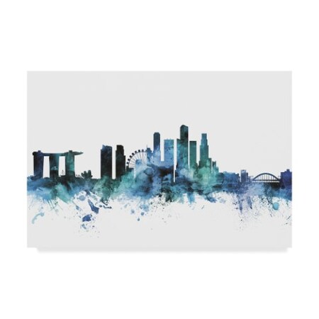 Trademark Fine Art Michael Tompsett 'Singapore Blue Teal Skyline' Canvas Art, 22x32 MT01586-C2232GG
